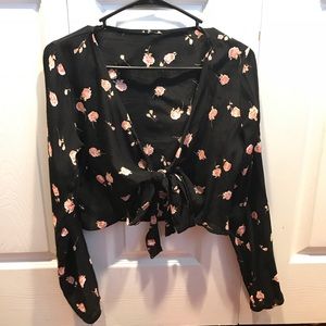 Brandy Melville tie- front crop top ONE SIZE